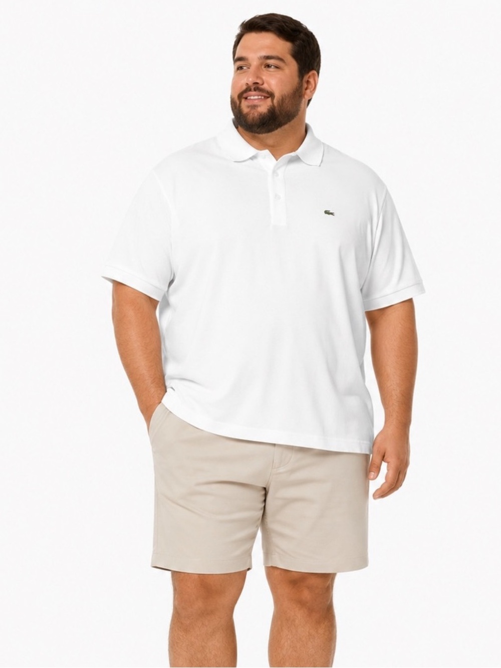 Lacoste 3XL White Polo Shirt Plus size men